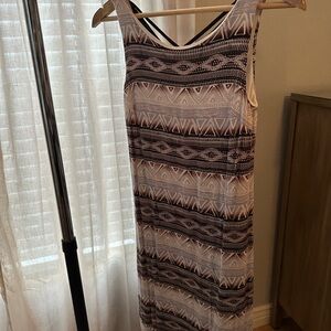 Soprano Black and White Geometric Midi Dress